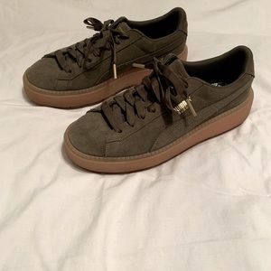 Green Suede Puma Sneakers
